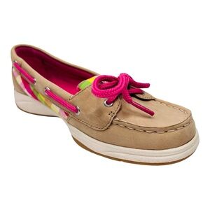 Sperry Top-Sider Girls Laguna Linen Paradise Leather & Fabric Slip On Boat Shoe